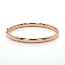 Load image into Gallery viewer, Solid Rose Gold Hinged Bangle, Heavy 21.7g Plain Polished Gold Oval Bracelet.
