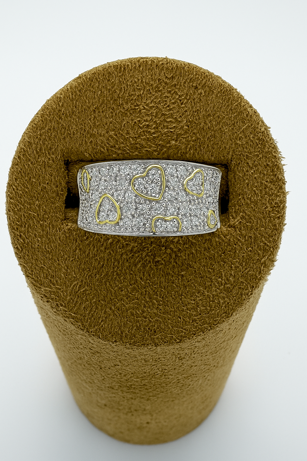 9ct Yellow Gold Wide Heart Design Pave RIng - 0.60ct Natural Diamonds
