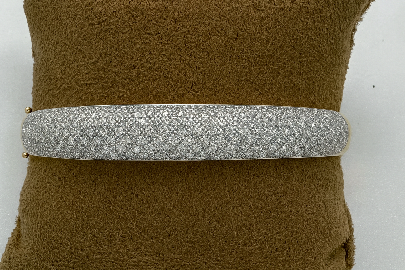 Solid Yellow Gold Bangle: 2.00 Carat Natural Diamonds Set in Pave Style Setting