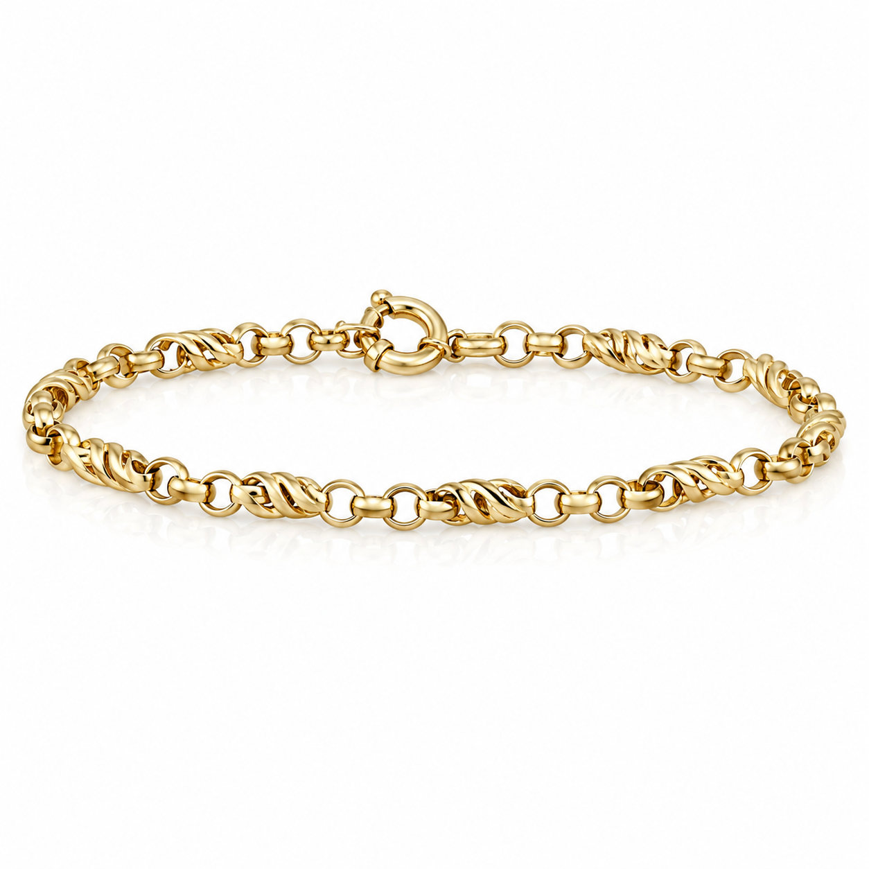 Solid 9ct Yellow Gold Fancy Belcher Link Bracelet 12.8 Grams