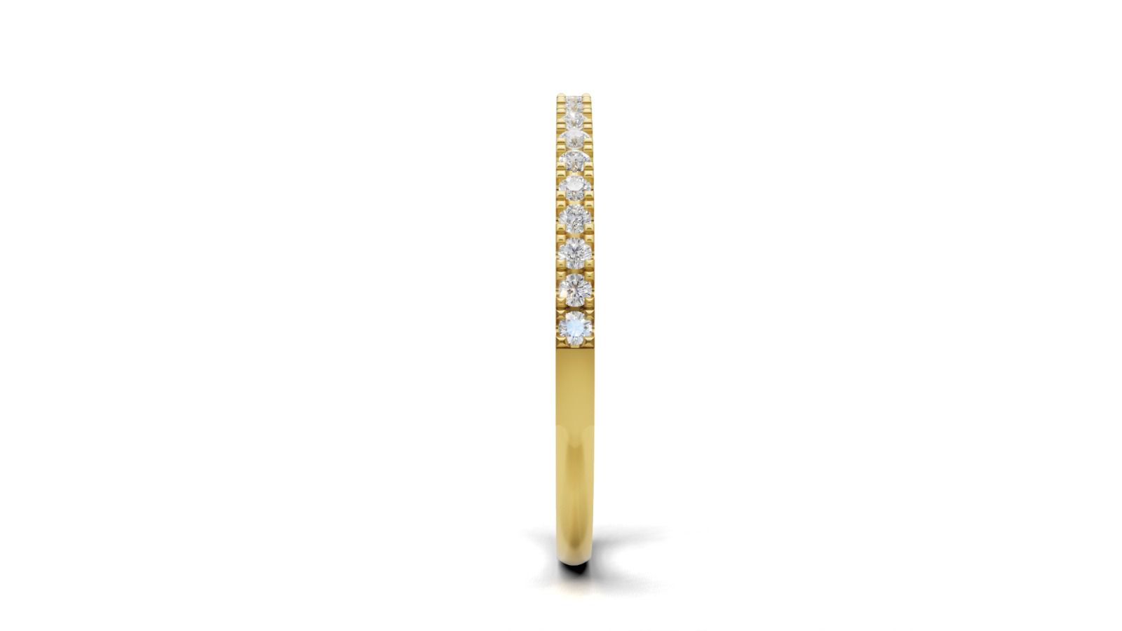 Yellow Gold Half Eternity Band with 23  Diamonds (0.185ct) Cut Claw Setting