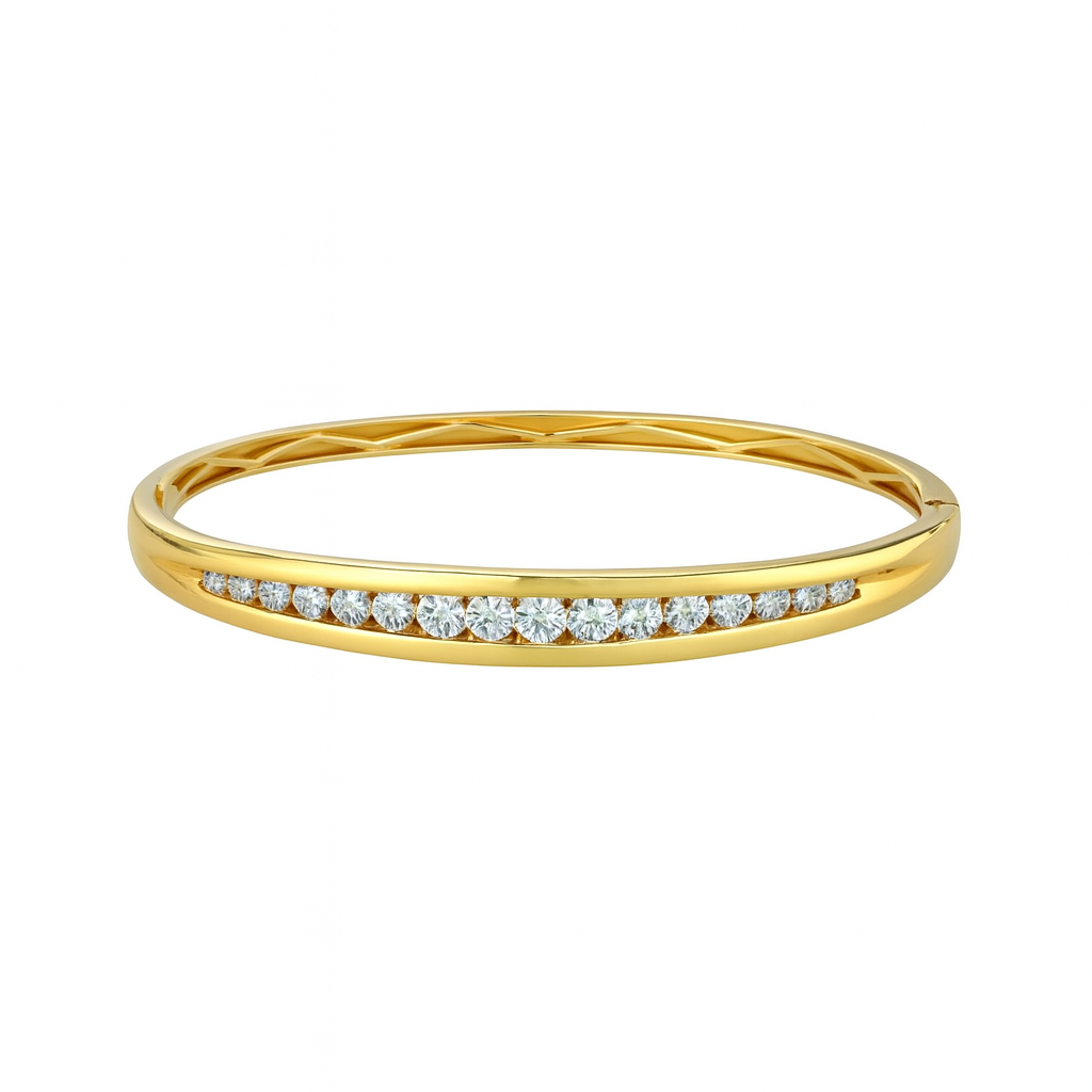 18K Yellow Gold Diamond Bangle: Handmade Fine Jewelry