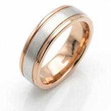 Load image into Gallery viewer, Handmade 18k White Gold &amp; Rose Gold Two-Tone 6mm Wedding Band
