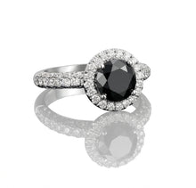 Load image into Gallery viewer, Black Diamond Halo Engagement Ring
