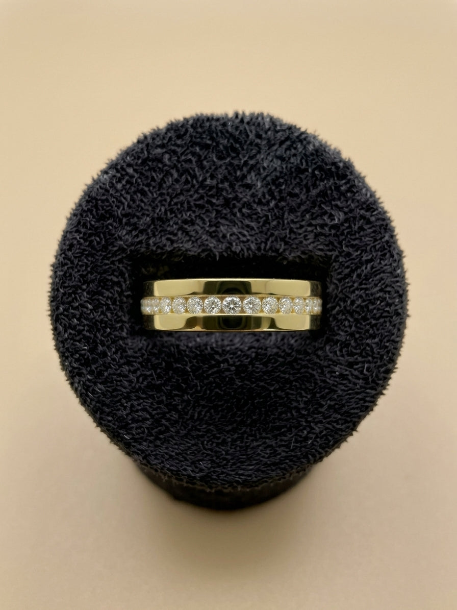 Handmade 18k Yellow Gold Channel Set Diamond Eternity Wedding Band