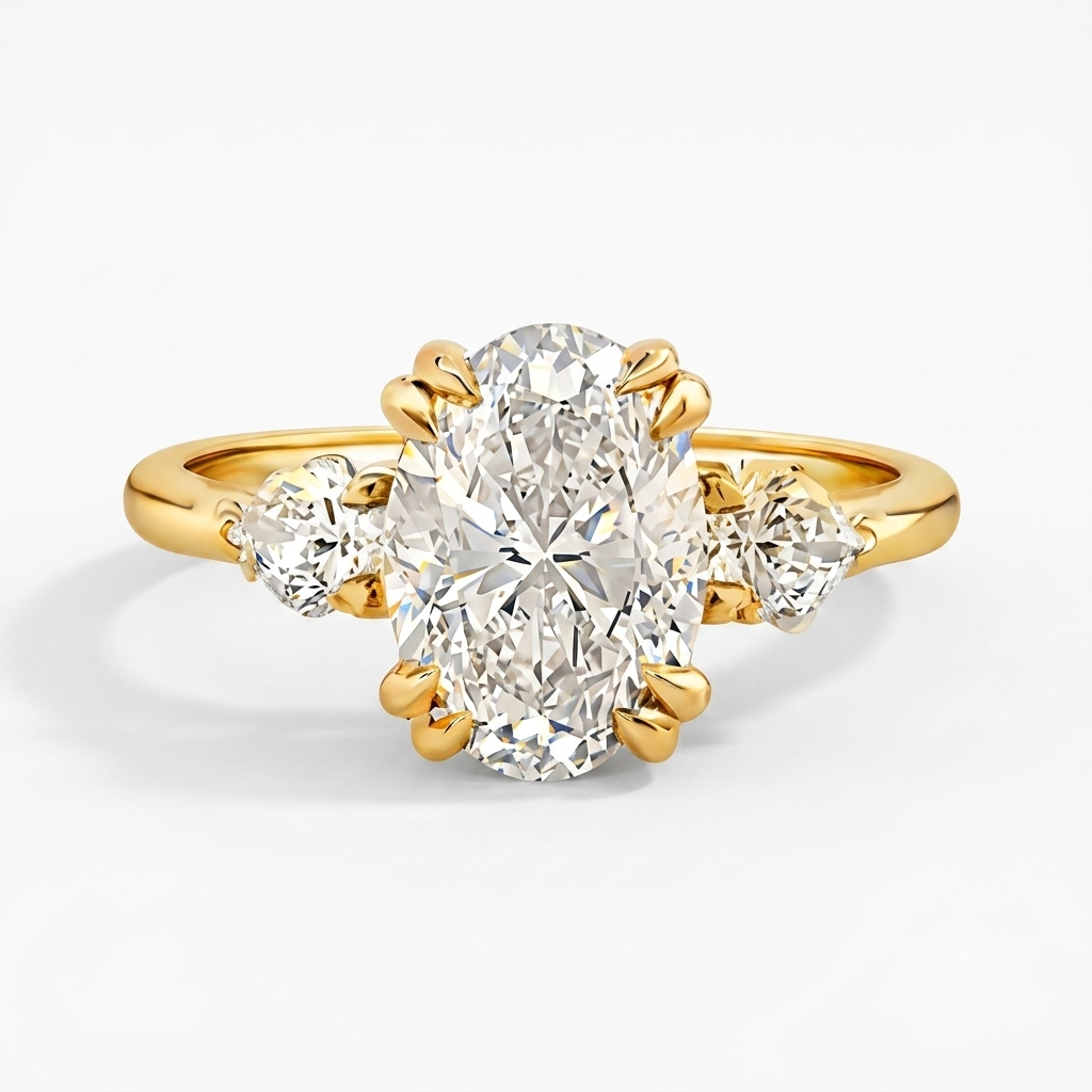 Yellow Gold 2ct Oval Shape & Pear Shape Trio