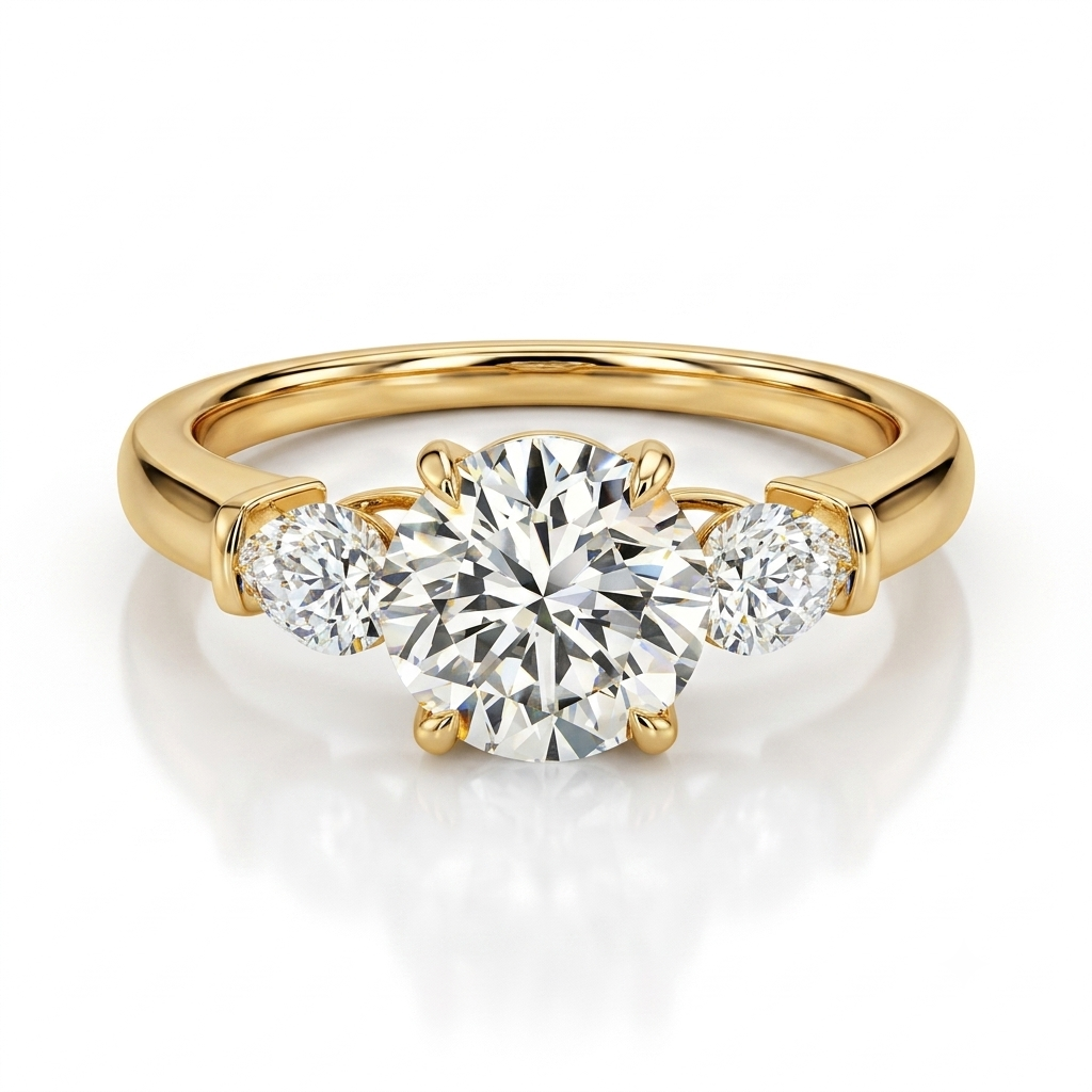 Tree Stone Pear Shape Sides Engagment Ring