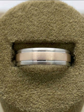 Load image into Gallery viewer, Handmade 18k Two-Tone Rose &amp; White Gold Bevel Edges 6mm Ring
