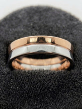 Load image into Gallery viewer, Handmade 18k Two-Tone Rose &amp; White Gold Crescent Wedding ring
