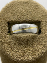 Load image into Gallery viewer, Handmade Two-Tone 18k White &amp; Yellow Gold 6mm Slash Wedding Ring
