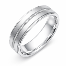 Load image into Gallery viewer, 18K White Gold Traditional Milgrain Wedding Band
