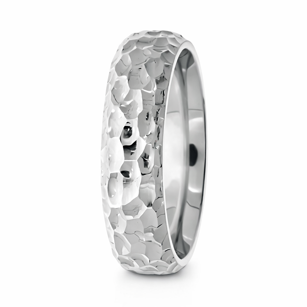 Men’s Hammered Wedding Band – 14K Gold Ring | White Gold