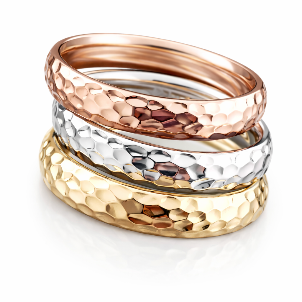 Hammered Wedding Band - 14 K Rose Gold
