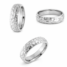 Load image into Gallery viewer, Men’s Hammered Wedding Band – 14K Gold Ring | White Gold
