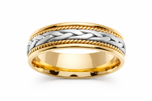 Load image into Gallery viewer, Two Tone Gold Braided Wedding Band. 7 mm width
