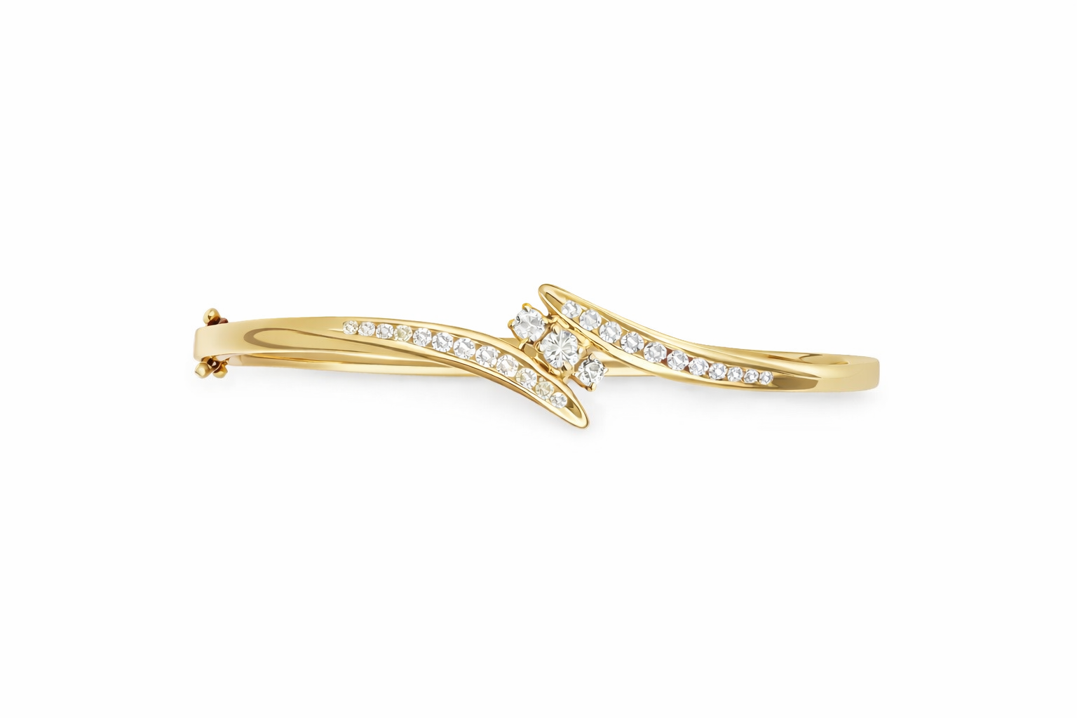 Solid Yellow Gold Diamond Bangle Bracelet 0.70 CT Natural Diamonds