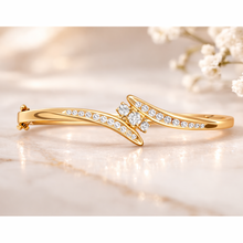 Load image into Gallery viewer, Solid Yellow Gold Diamond Bangle Bracelet 0.70 CT Natural Diamonds
