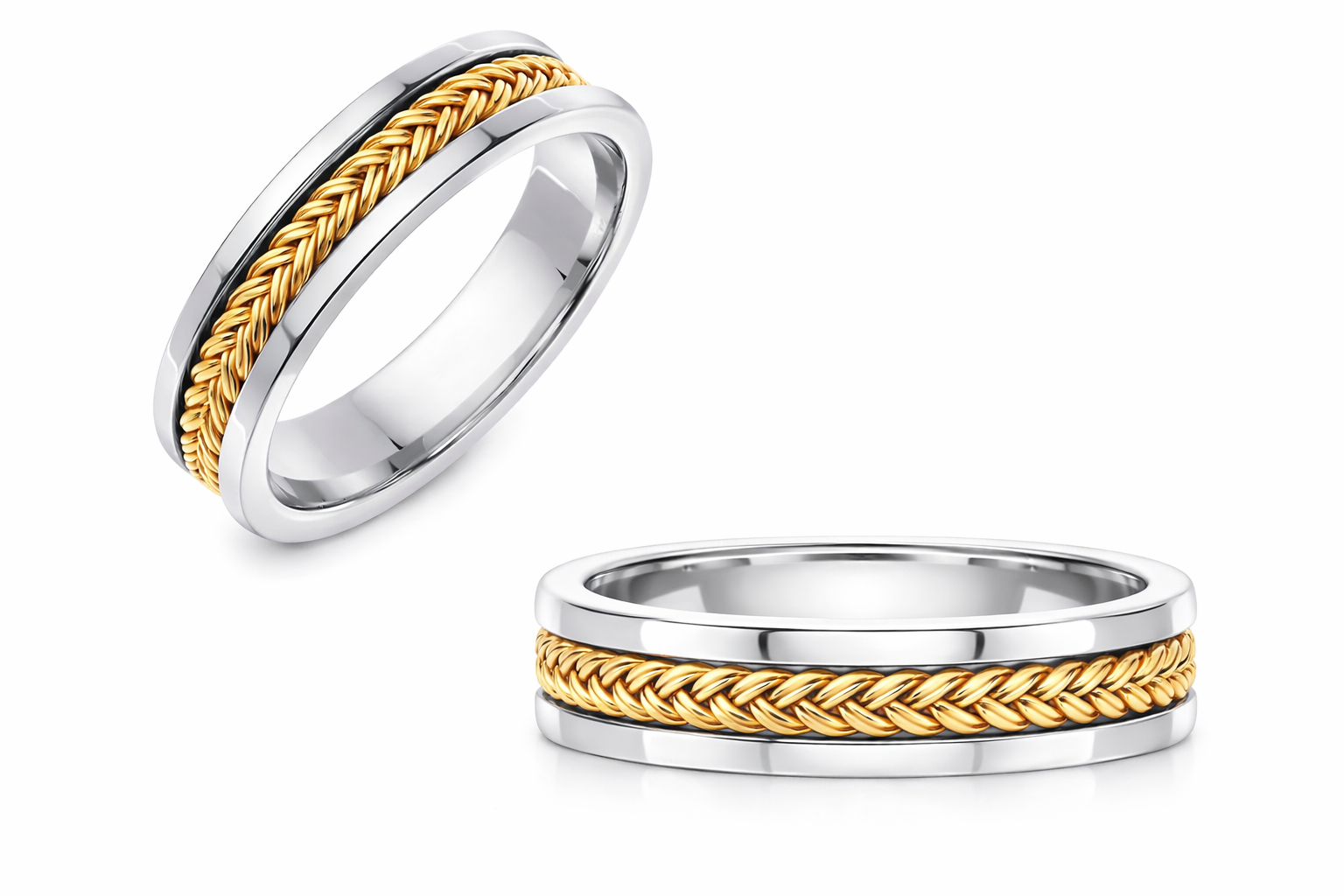 Handmade Yellow/White Gold Hand Braided Ring