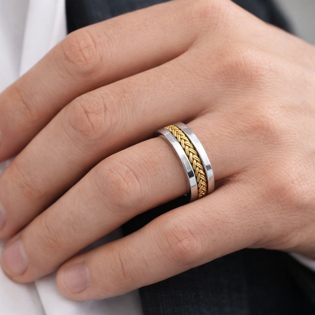 Handmade Yellow/White Gold Hand Braided Ring