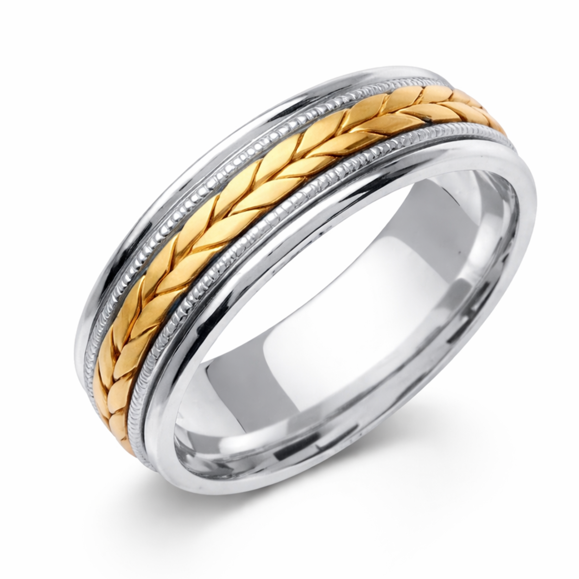 14K Two Tone Gold Braided Wedding Band