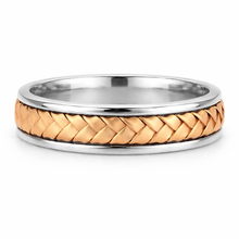 Load image into Gallery viewer, White &amp; Rose 14K Gold Hand Braided Wedding Ring Band
