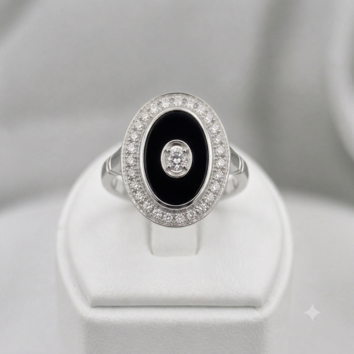 Art Deco Black Onyx & Diamond Ring