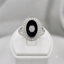Load image into Gallery viewer, Art Deco Black Onyx &amp; Diamond Ring
