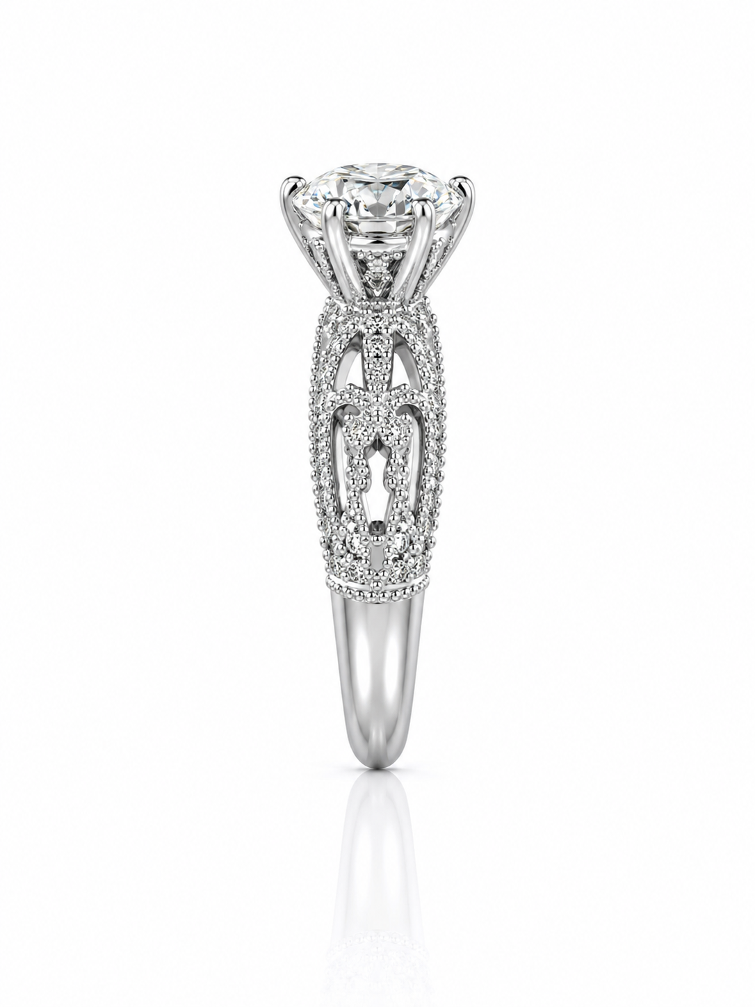 Vintage Style Milgrain Diamond Engagement Ring | 18ct White Gold | 1.80ct VS/F