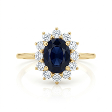 Load image into Gallery viewer, 9K Yellow Gold Oval Sapphire Ring.
