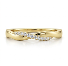 Load image into Gallery viewer, 18K Yellow Gold Twist Diamond Wedding Band 0.22ct Natural Diamonds

