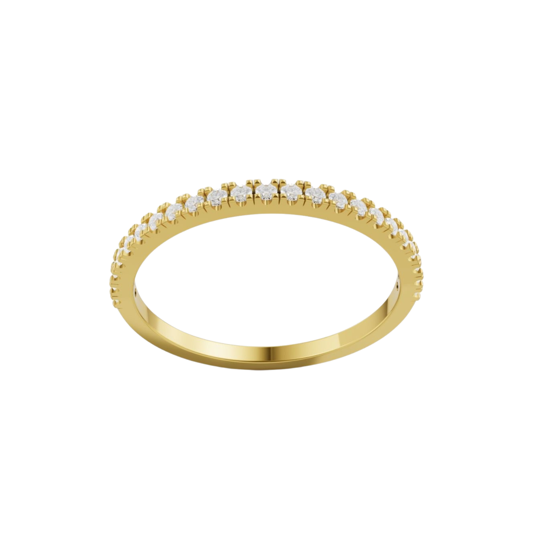 Yellow Gold Half Eternity Band with 23  Diamonds (0.185ct) Cut Claw Setting
