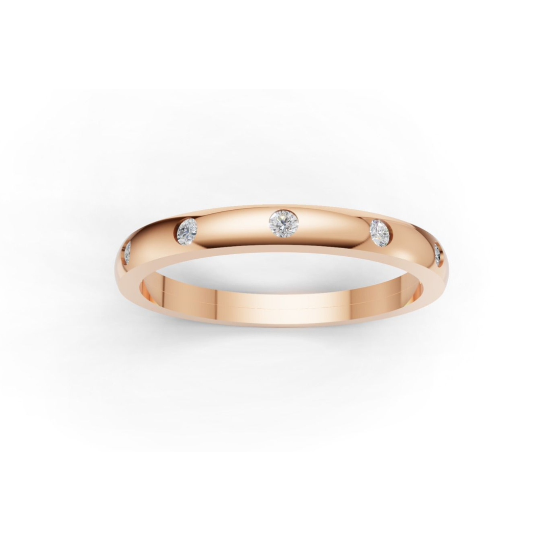 18K Rose Gold Flash Set Diamond Band