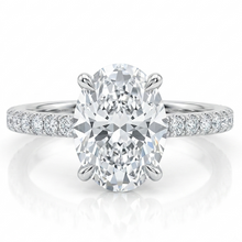 Load image into Gallery viewer, 3.00 CT Oval Lab-Grown Diamond Engagement Ring | F Color, VS Clarity | Hidden Halo  18 k White Gold
