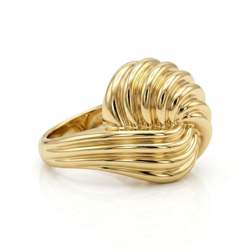 Solid 14K Gold Knot Ring, Chunky Dome.13.8 grams
