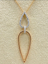 Load image into Gallery viewer, 18K Rose &amp; White Gold Teardrop Diamond Pendant Necklace | 0.23ct Natural Diamonds
