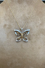 Load image into Gallery viewer, 9ct Two-Tone Gold Butterfly Pendant: Natural Diamond Accent

