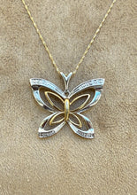 Load image into Gallery viewer, 9ct Two-Tone Gold Butterfly Pendant: Natural Diamond Accent
