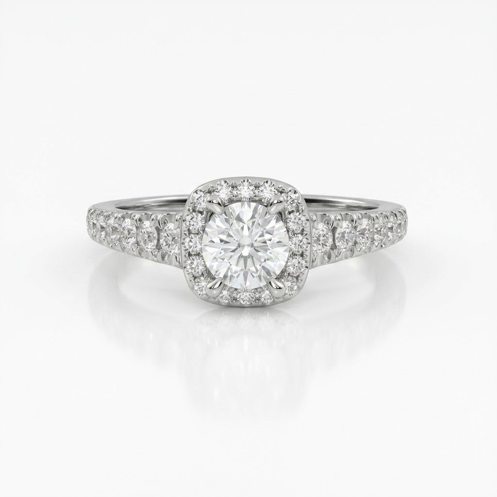 Cut Claw Halo Engagment Ring