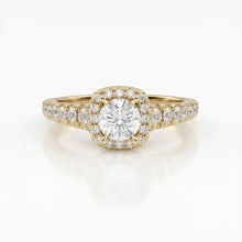 Load image into Gallery viewer, Cut Claw Halo Yellow Gold  Engagment Ring
