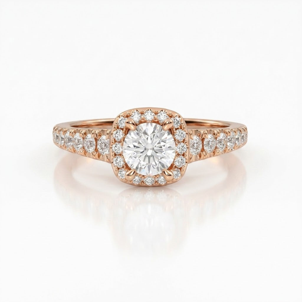 Cut Claw Rose Gold Engagment Ring