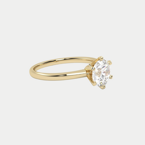 Six Claw Solitaire Yellow Gold Engagment Ring