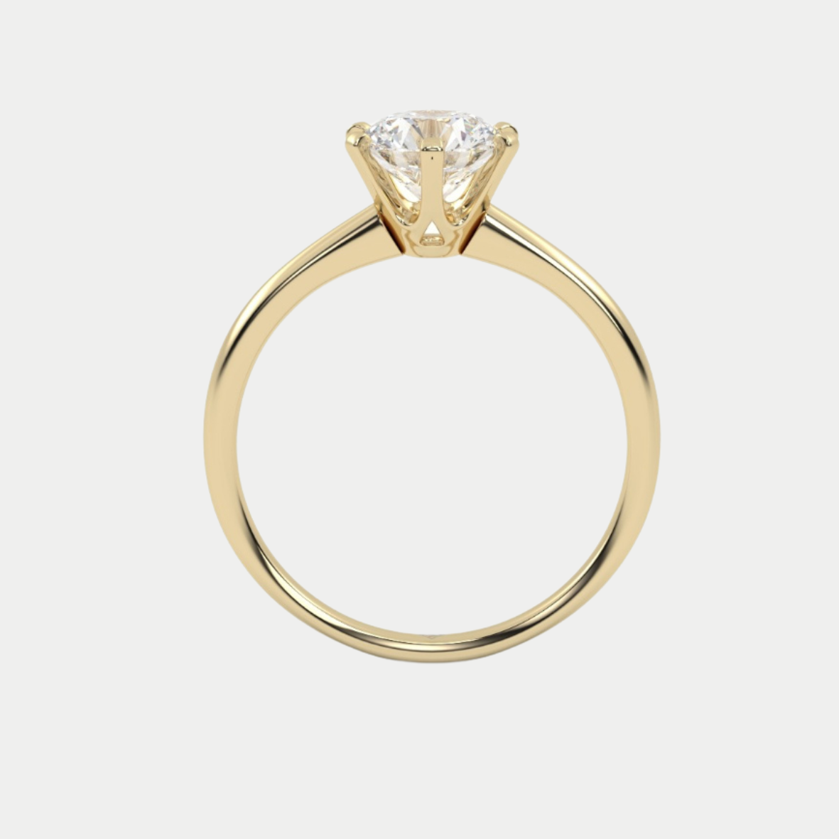Six Claw Solitaire Yellow Gold Engagment Ring