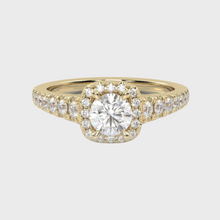 Load image into Gallery viewer, Cut Claw Halo Yellow Gold  Engagment Ring
