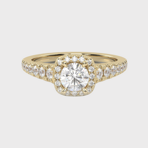 Cut Claw Halo Yellow Gold  Engagment Ring