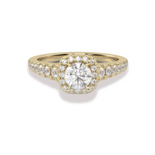 Load image into Gallery viewer, Cut Claw Halo Yellow Gold  Engagment Ring
