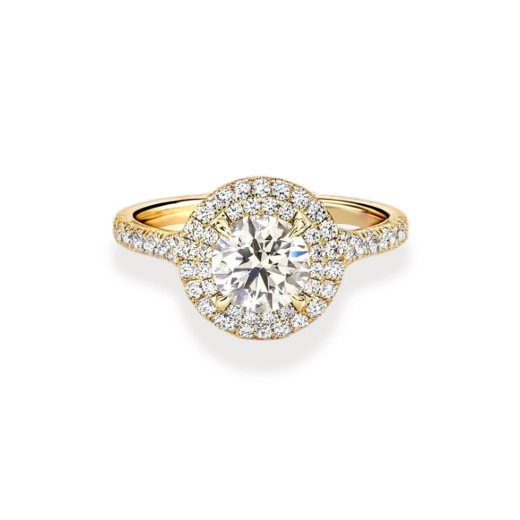 Double Halo Yellow Gold Engagment Ring