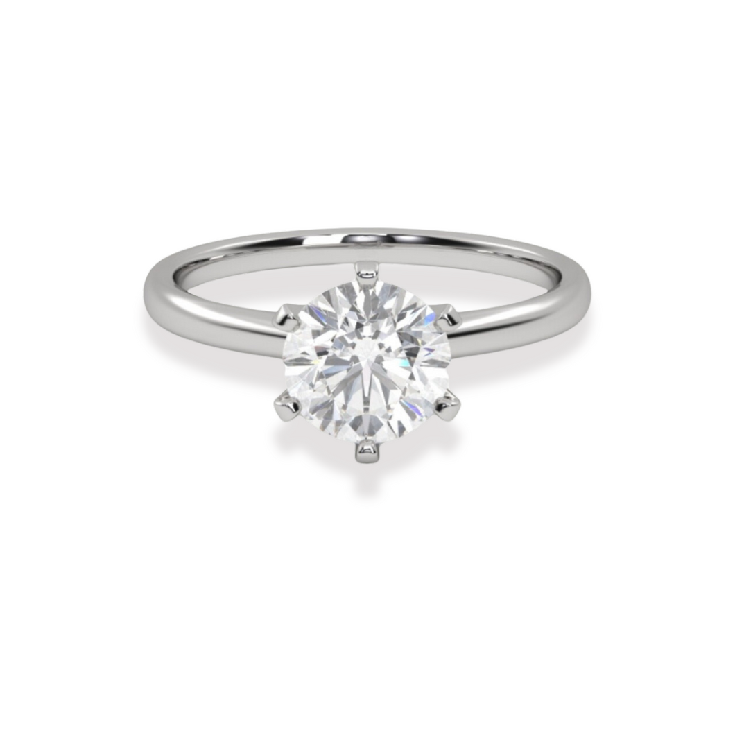 Six Claw Solitaire Engagment Ring