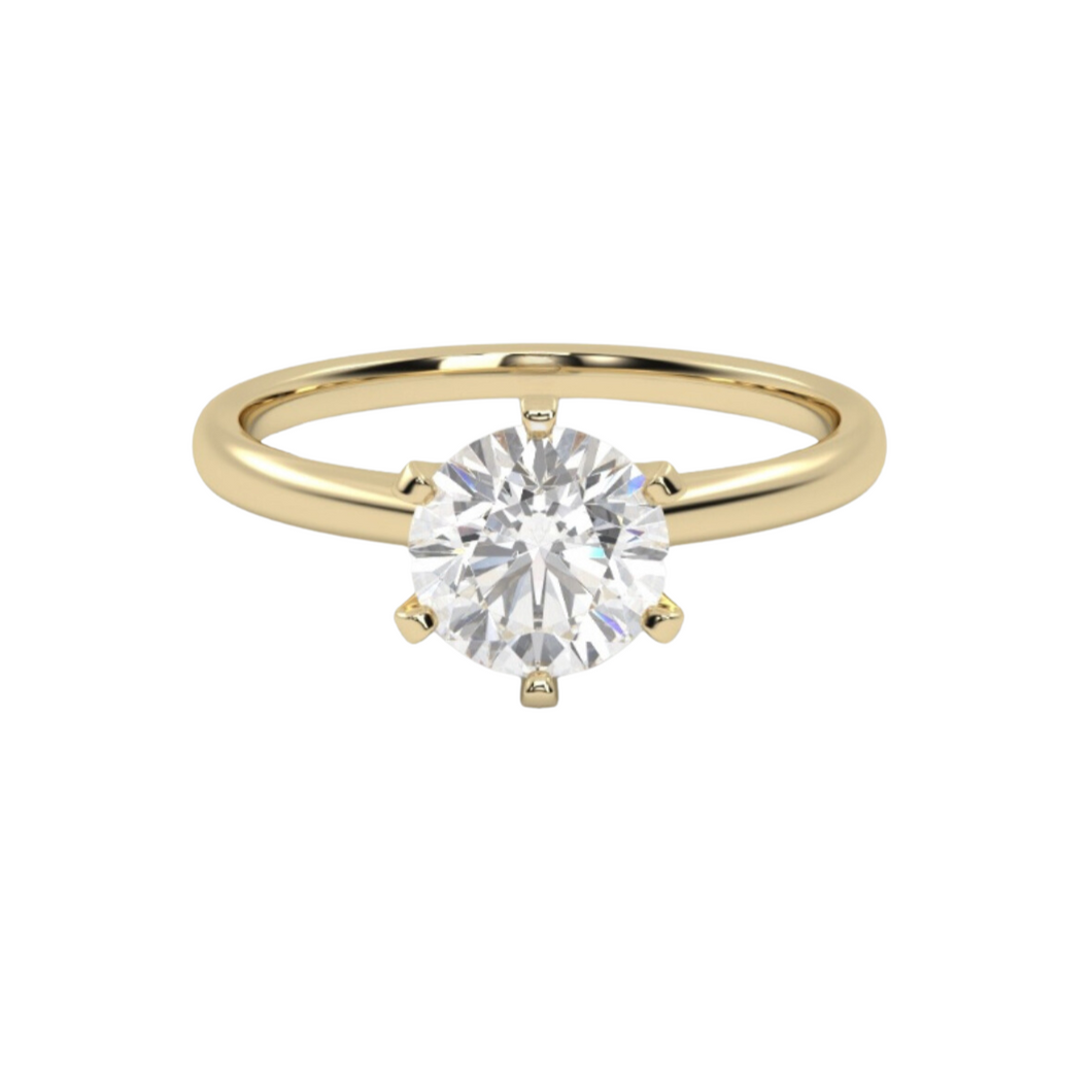 Six Claw Solitaire Yellow Gold Engagment Ring