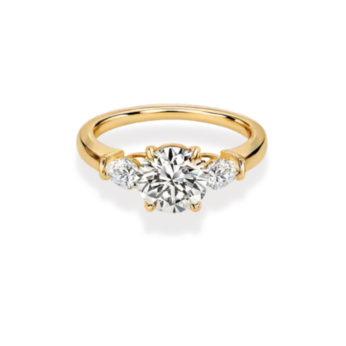 Tree Stone Pear Shape Sides Engagment Ring