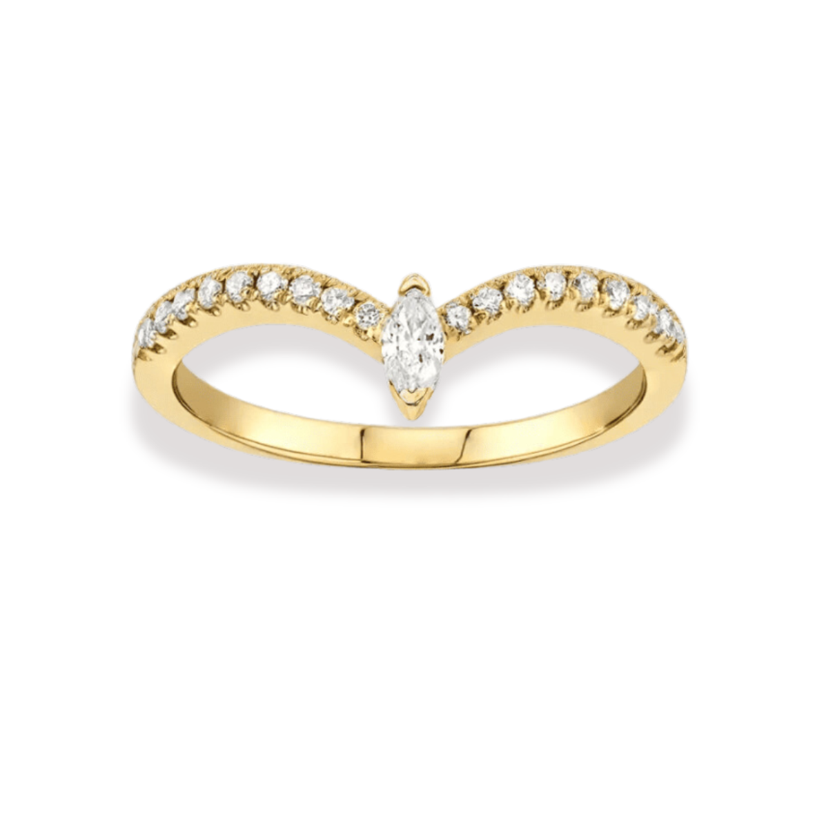 Marquise Style Yellow Gold Wedding Band with Diamonds